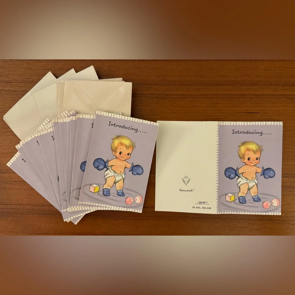 Bundle—Vintage 60s-70s Baby Shower Invitations & Birth Announcements—1 NIB!